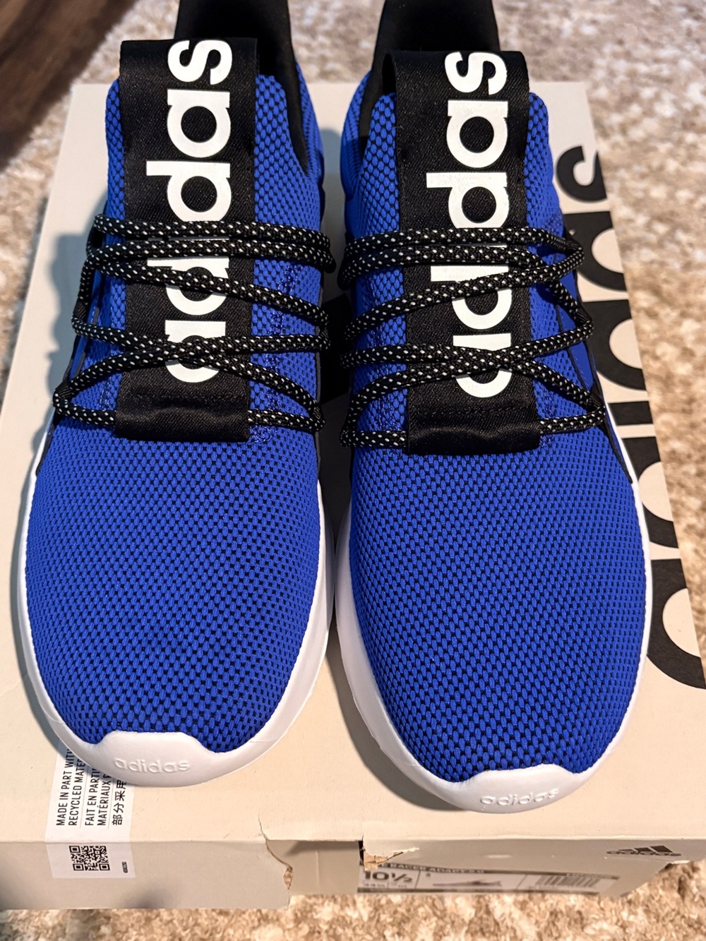 adidas Royal Blue Knit Lace-Up Sneakers with Black Accents